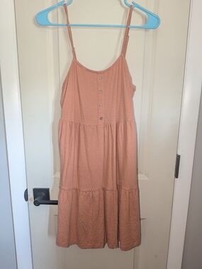 Roxy Peach Button-Front Midi Sundress